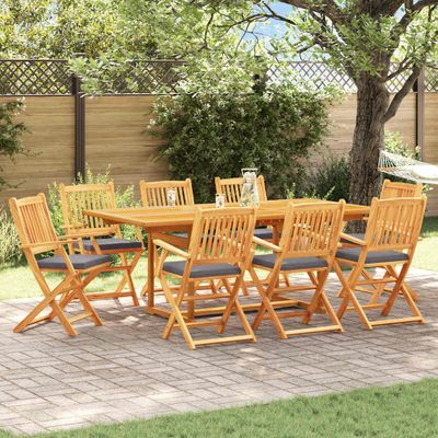 vidaXL Skladacia stolička 8 pcs Sivá 49 x 57.5 x 92 cm Akáciový masív