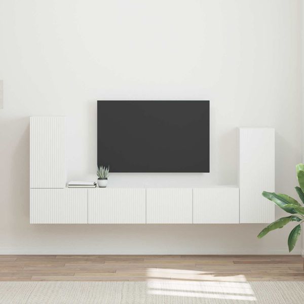 vidaXL Zostava TV skriniek 4 pcs Biela Kompozitné drevo