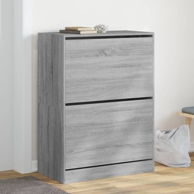 vidaXL Botník s 2 výklopnými zásuvkami sivý dub sonoma 80x42x108 cm