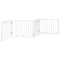 vidaXL Brána pre psa s dverami sklad. 4pan. biela 320cm topoľové drevo