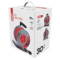 Predlužovací kábel EMOS P19430 na bubne 30 m / 4 zásuvky / červený / PVC / 230 V / 1 mm2