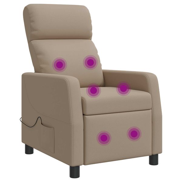 vidaXL Masážne relaxačné kreslo Kapučínová Umelá koža