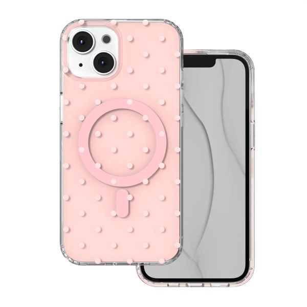 Bubble Dots Mag puzdro pre iPhone 13 / 14 6,1" ružové
