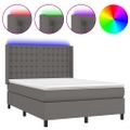 vidaXL Boxspring posteľ s matracom a LED sivá 140x190 cm umelá koža