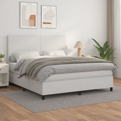 vidaXL Boxspring posteľ s matracom biela 180x200 cm umelá koža
