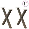 vidaXL Nohy konferenčného stolíka v tvare X, 2 ks, prírodná oceľ, 60 x (42-43) cm, oceľ