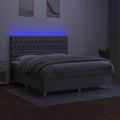 vidaXL Posteľ boxsping s matracom a LED bledosivá 180x200 cm látka