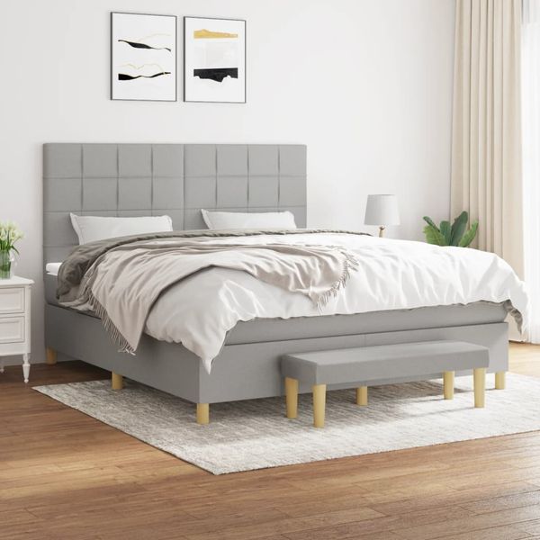 vidaXL Boxspring posteľ s matracom bledosivá 180x200 cm látka