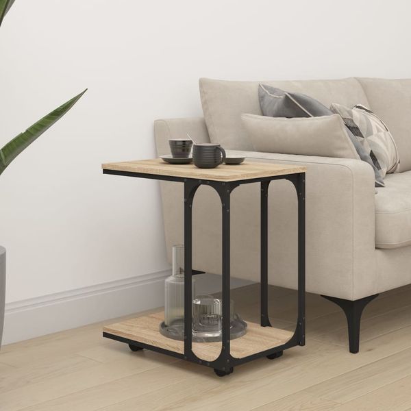 vidaXL Bočný stolík s kolieskami dub sonoma 50x35x55,5 cm sprac. drevo