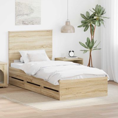vidaXL Rám postele Sonoma dub 100 x 200 cm Inžinierske drevo