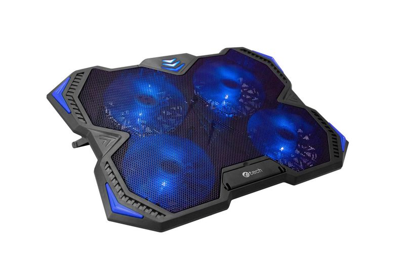 Chladiaca podložka C-TECH Zefyros (GCP-01B), casual gaming, 17,3'', modré podsvietenie, regulácia otáčok