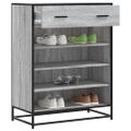 vidaXL Skrinka na topánky sivá sonoma 75x38x97,5cm kompozit. drevo+kov
