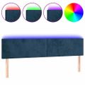 vidaXL Čelo postele s LED tmavomodrá 200x5x78/88 cm zamat