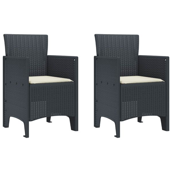 vidaXL Záhradná stolička 2 pcs Antracit 53 x 49 x 85 cm Polypropylén