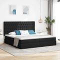 vidaXL LED úložná posteľ s matracom Čierna 200 x 200 cm Látka