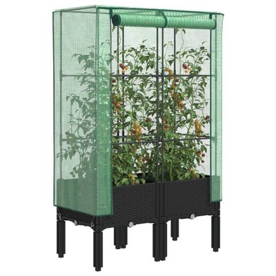 vidaXL Záhon s krytom na skleník ratanový vzhľad 80x40x140 cm