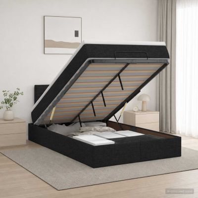 vidaXL Ottoman posteľ s matracom a LED Čierna 120 x 200 cm Látka