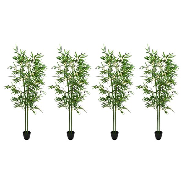 vidaXL Umelý bambusový strom 4 pcs Zelená 60 x 18 x 190 cm