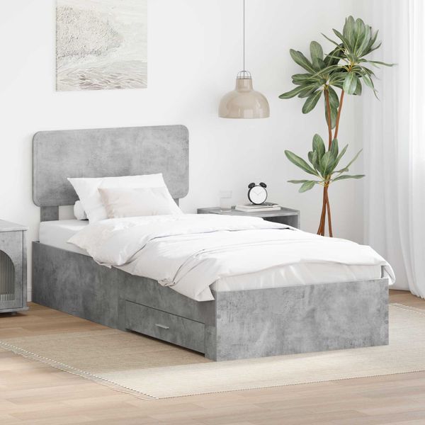vidaXL Rám postele Betónová šedá 100 x 200 cm Kompozitné drevo