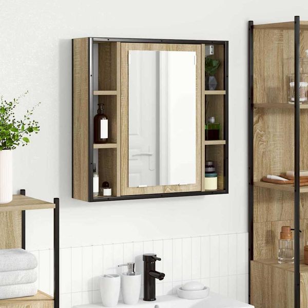 vidaXL Zrkadlová skrinka Sonoma dub 60 x 16 x 60 cm Kompozitné drevo