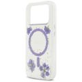 Puzdro Guess Resin Flowers Glitter MagSafe pre iPhone 17 Pro fialové