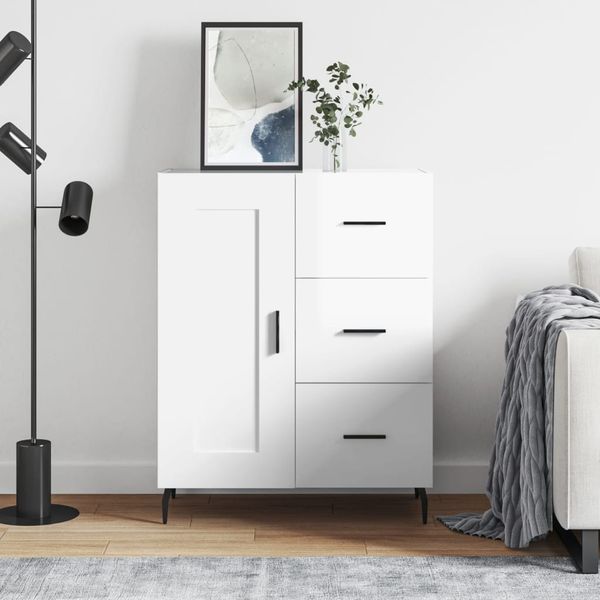 vidaXL Komoda lesklá biela 69,5x34x90 cm spracované drevo