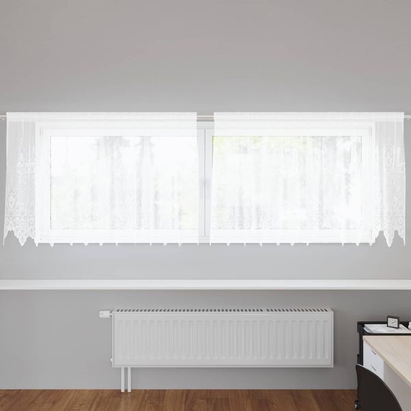 vidaXL Čipková záclona so záclonami Biela 120 x 300 cm Polyester