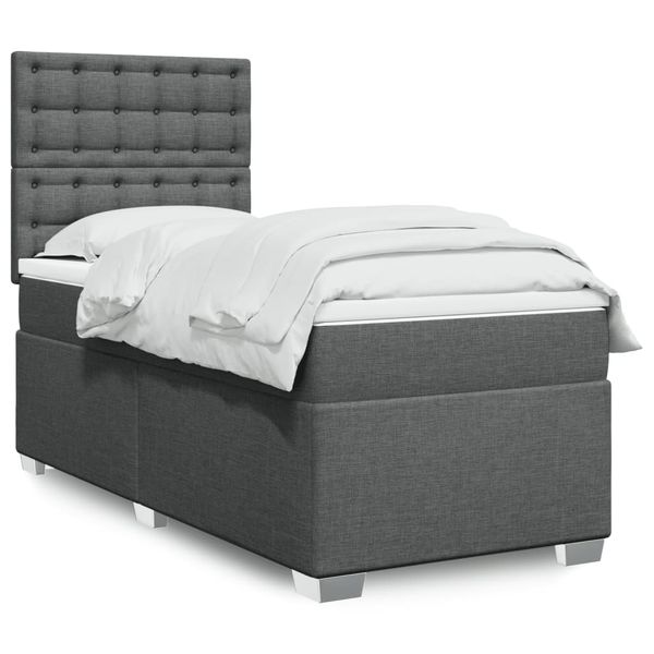 vidaXL Boxspring posteľ s matracom tmavosivá 90x190 cm látka