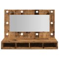 vidaXL Zrkadlová skrinka s LED Old Wood 90x31,5x62 cm