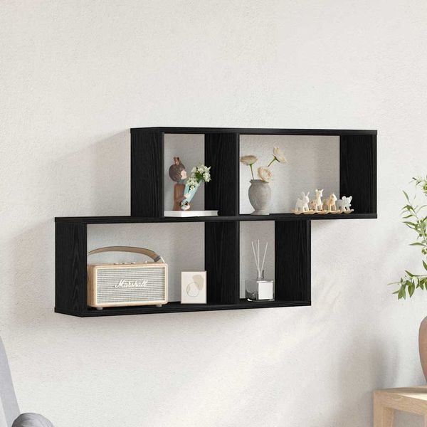 vidaXL Stenná polica Čierny dub 76 x 15 x 53 cm Kompozitné drevo