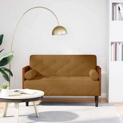 vidaXL Dvojpohovka s vankúšmi, hnedá, 110 cm, zamatová