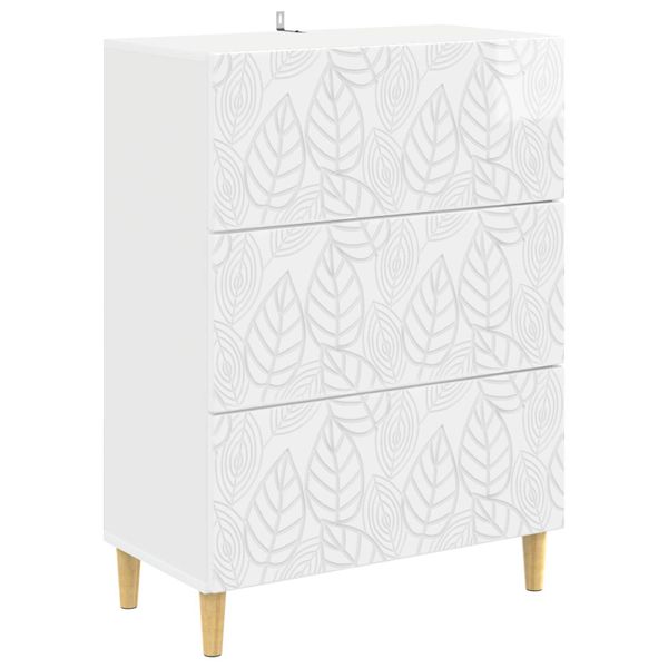vidaXL Zásuvkový kabinet Biela s vysokým leskom 66 x 34,5 x 90 cm