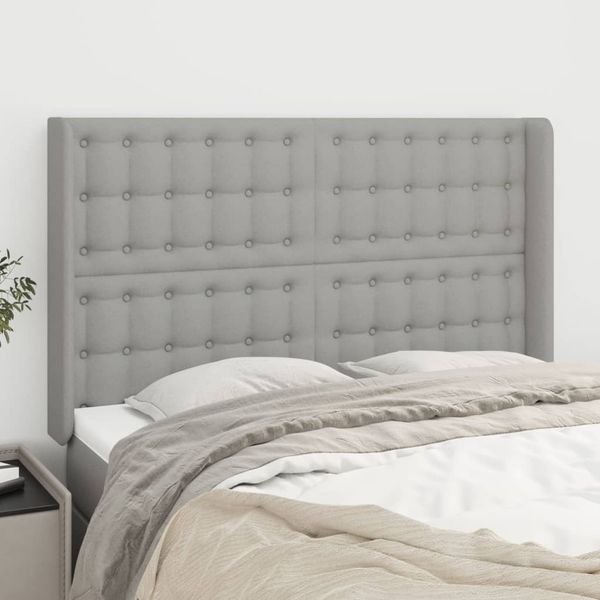 vidaXL Čelo postele so záhybmi bledosivé 147x16x118/128 cm látka