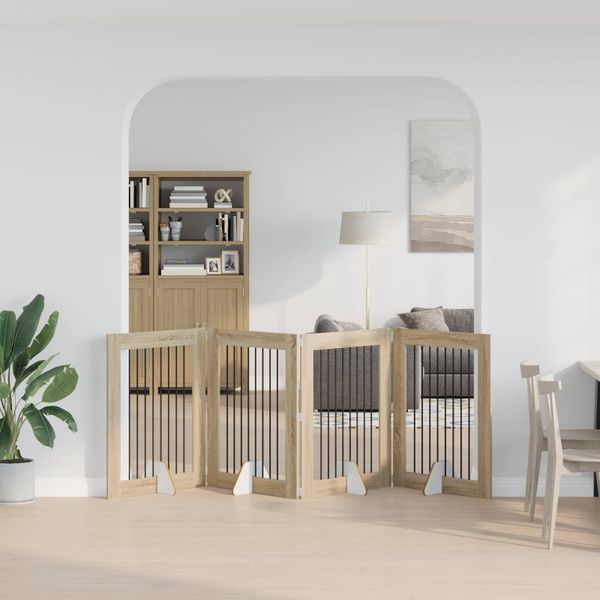 vidaXL Skladacia psia brána so stojanmi 4 ks Dub sonoma 321 cm