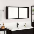 vidaXL Zrkadlový kabinet s LED Čierny dub 100 x 12 x 45 cm
