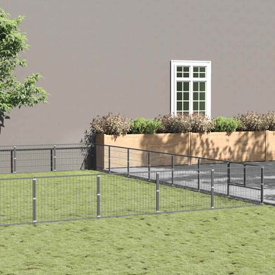 vidaXL Koterec pre psov strieborný 56 m² oceľ