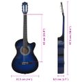 vidaXL 12-dielna folková klasická gitara so 6 strunami, modrá 38"