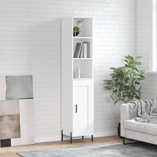 vidaXL Vysoká skrinka biela 34,5x34x180 cm spracované drevo