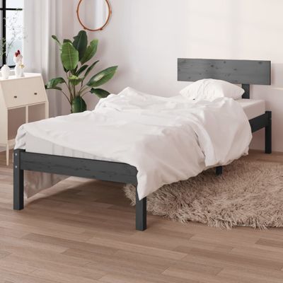 vidaXL Posteľný rám sivý borovicový masív 100x200 cm