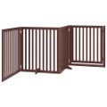 vidaXL Brána pre psa dvere sklad. 4 panely hnedá 320 cm topoľové drevo