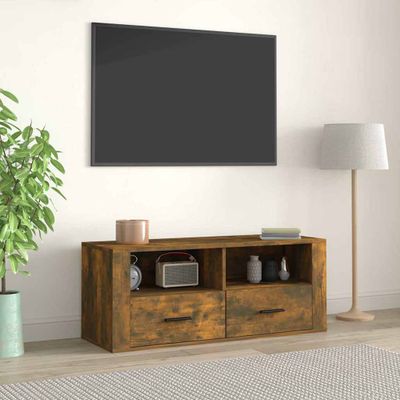 vidaXL TV skrinka dymový dub 100x35x40 cm spracované drevo