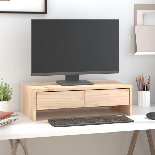 vidaXL Stojan na monitor 50x27x15 cm masívna borovica