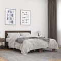 vidaXL Posteľný rám hnedý dub 135x190 cm kompozitné drevo a kov