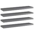 vidaXL Prídavné police 4 ks, lesklé sivé 40x10x1,5 cm, drevotrieska