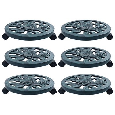 vidaXL Vozíky pod kvetináče 6 ks zelené 38 cm plast