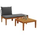 vidaXL 3 ks Záhradný lounge set s vankúšmi Prírodná