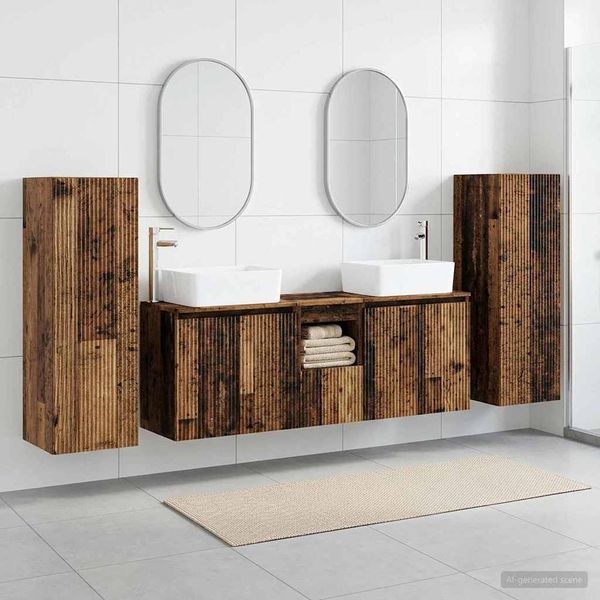 vidaXL Sada kúpeľňového nábytku 5 ks Staré drevo 33 x 34,5 x 100 cm