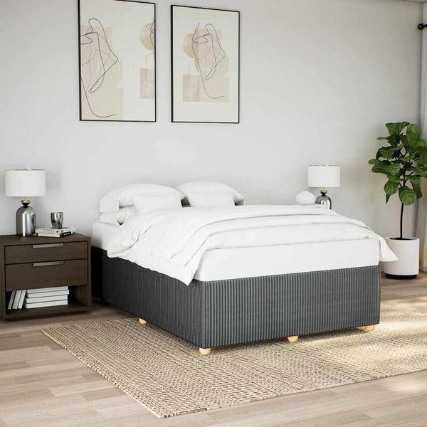 vidaXL Posteľ bez matraca tmavosivá 140x200 cm látka