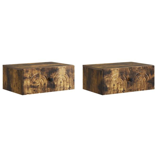 vidaXL Nástenná nočná skrinka 2 pcs Dymový dub 49 x 34,5 x 20 cm