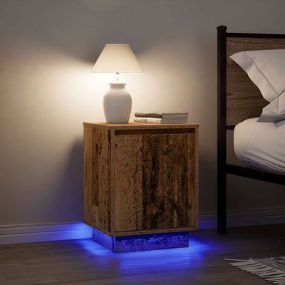 vidaXL Nočné skrinky s LED osvetlením 2 ks Staré drevo 38x34x50 cm